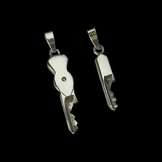 Silver chastity keys with cylinder lock