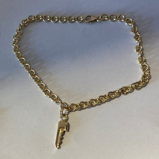 Handmade gold bracelet or anklet with key