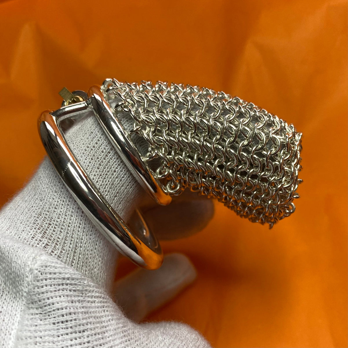 silver handmade Chain Mail Chastity cage chastity play chastity
