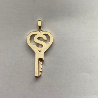 Gold Alphabet Heart key with cylinder