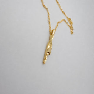 Handmade 14 karat yellow gold Twisted d'Oro chastity key pendant for Burg Wächter cylinder lock